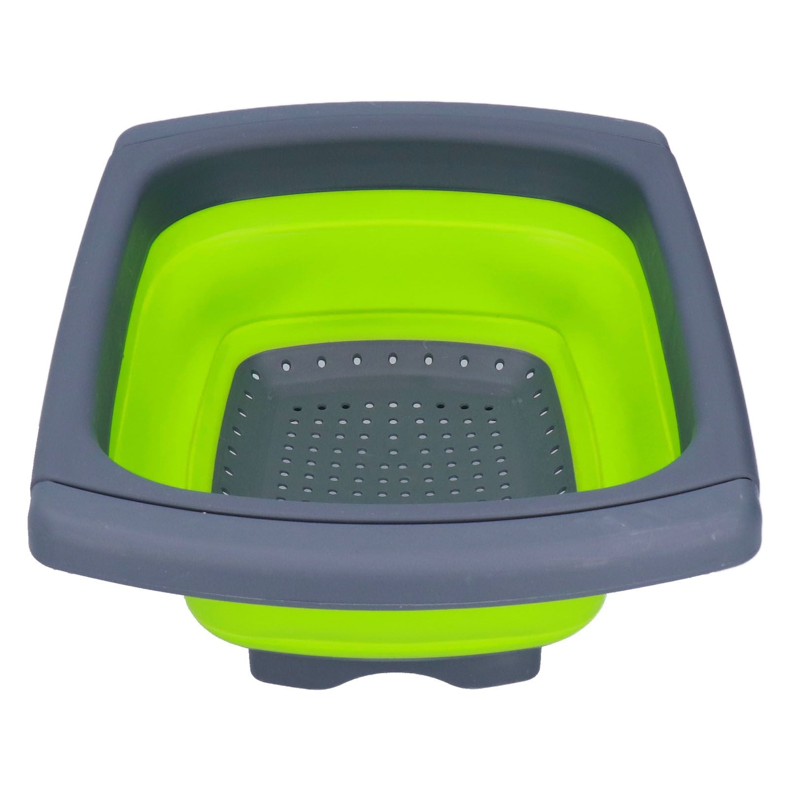 Green Foldable Drain Basket Silicone Collapsible Fruit Vegetable Wash Strainer Basket for Home Kitchen V1294-YM0523-3118210318011