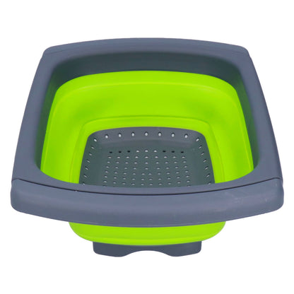 Green Foldable Drain Basket Silicone Collapsible Fruit Vegetable Wash Strainer Basket for Home Kitchen V1294-YM0523-3118210318011
