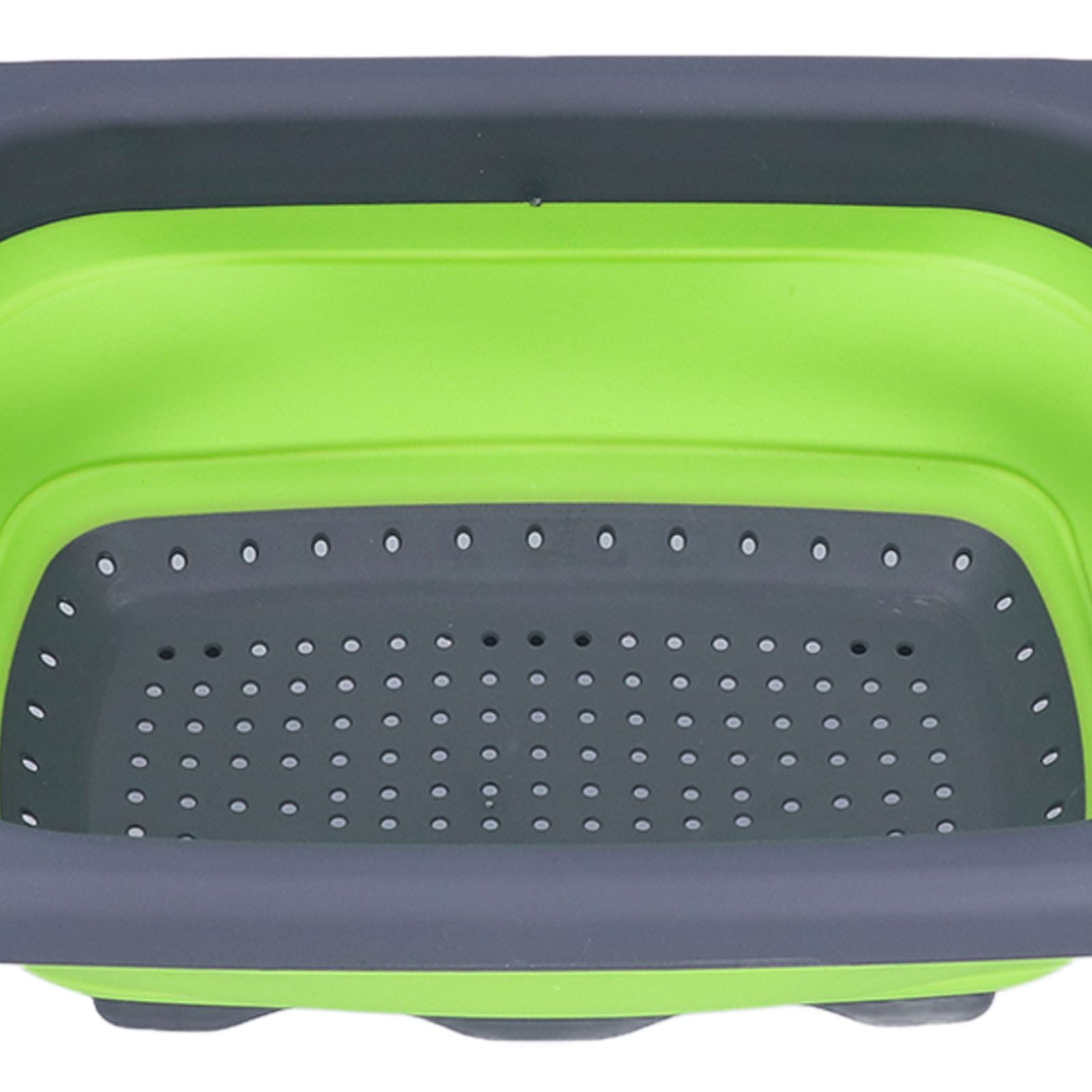 Green Foldable Drain Basket Silicone Collapsible Fruit Vegetable Wash Strainer Basket for Home Kitchen V1294-YM0523-3118210318011