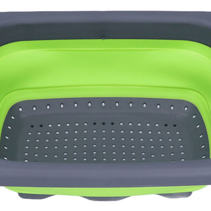 Green Foldable Drain Basket Silicone Collapsible Fruit Vegetable Wash Strainer Basket for Home Kitchen V1294-YM0523-3118210318011