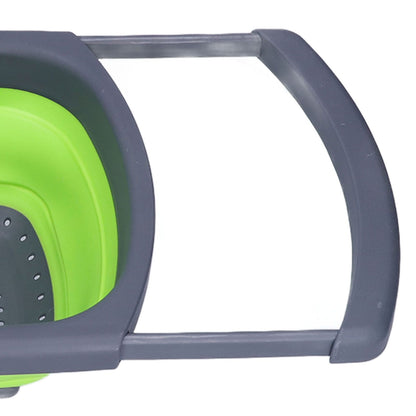 Green Foldable Drain Basket Silicone Collapsible Fruit Vegetable Wash Strainer Basket for Home Kitchen V1294-YM0523-3118210318011