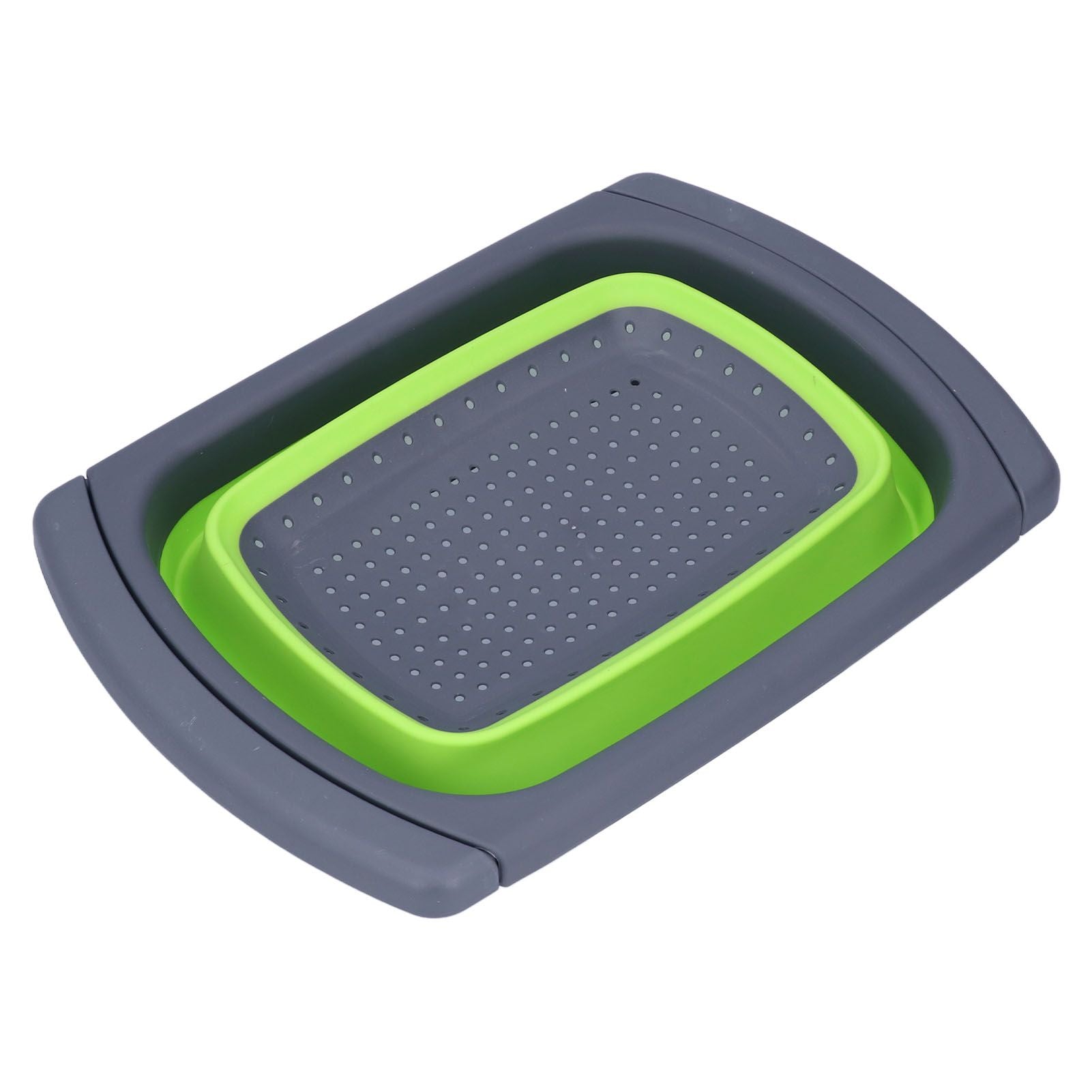Green Foldable Drain Basket Silicone Collapsible Fruit Vegetable Wash Strainer Basket for Home Kitchen V1294-YM0523-3118210318011