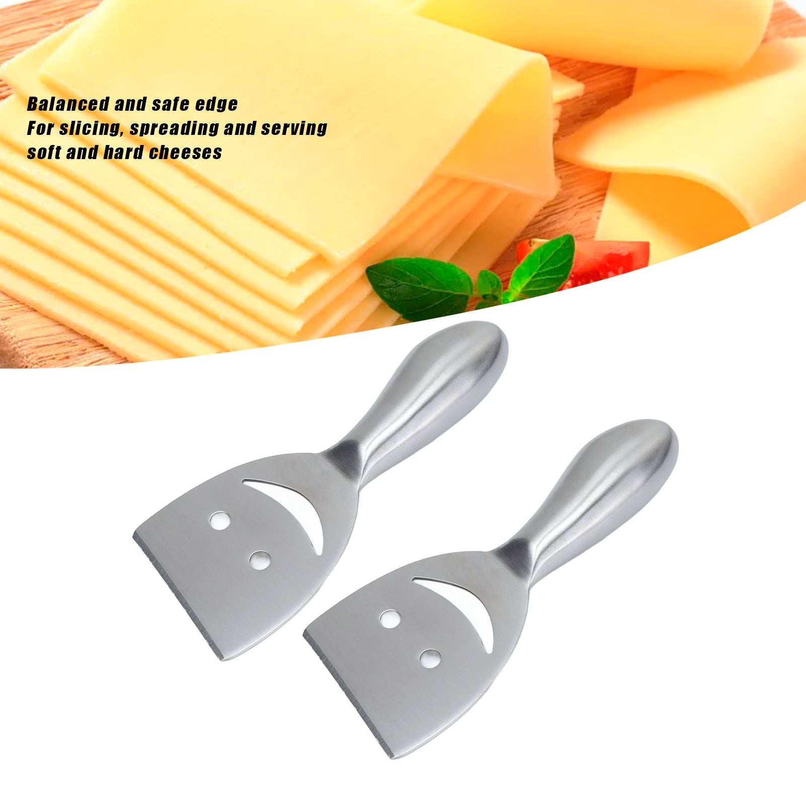 2pcs Cheese Plane Multifunctional Stainless Steel Smile Style Cheese Shaver for Kitchen Baking V1294-YM0523-3118210318111