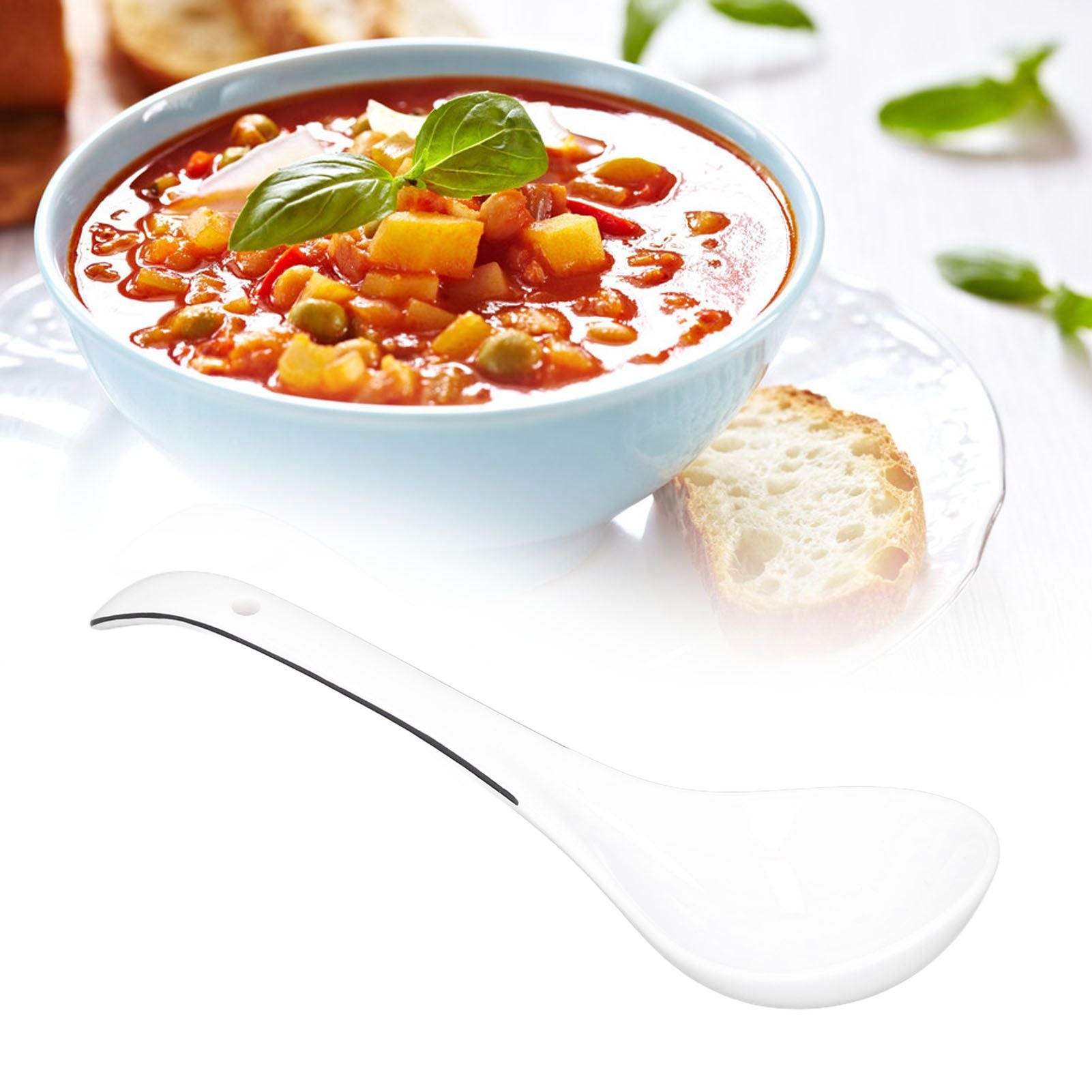 Large Porcelain Spoon White Multipurpose Long Handle Ceramic Porridge Spoon for Home Restaurant V1294-YM0523-3118210318411