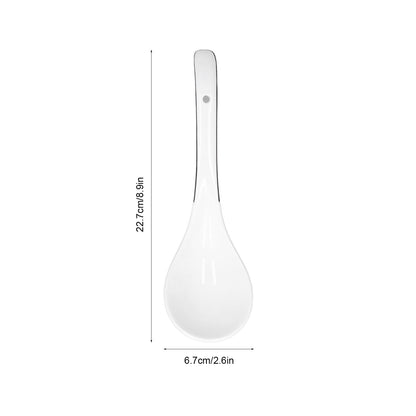 Large Porcelain Spoon White Multipurpose Long Handle Ceramic Porridge Spoon for Home Restaurant V1294-YM0523-3118210318411