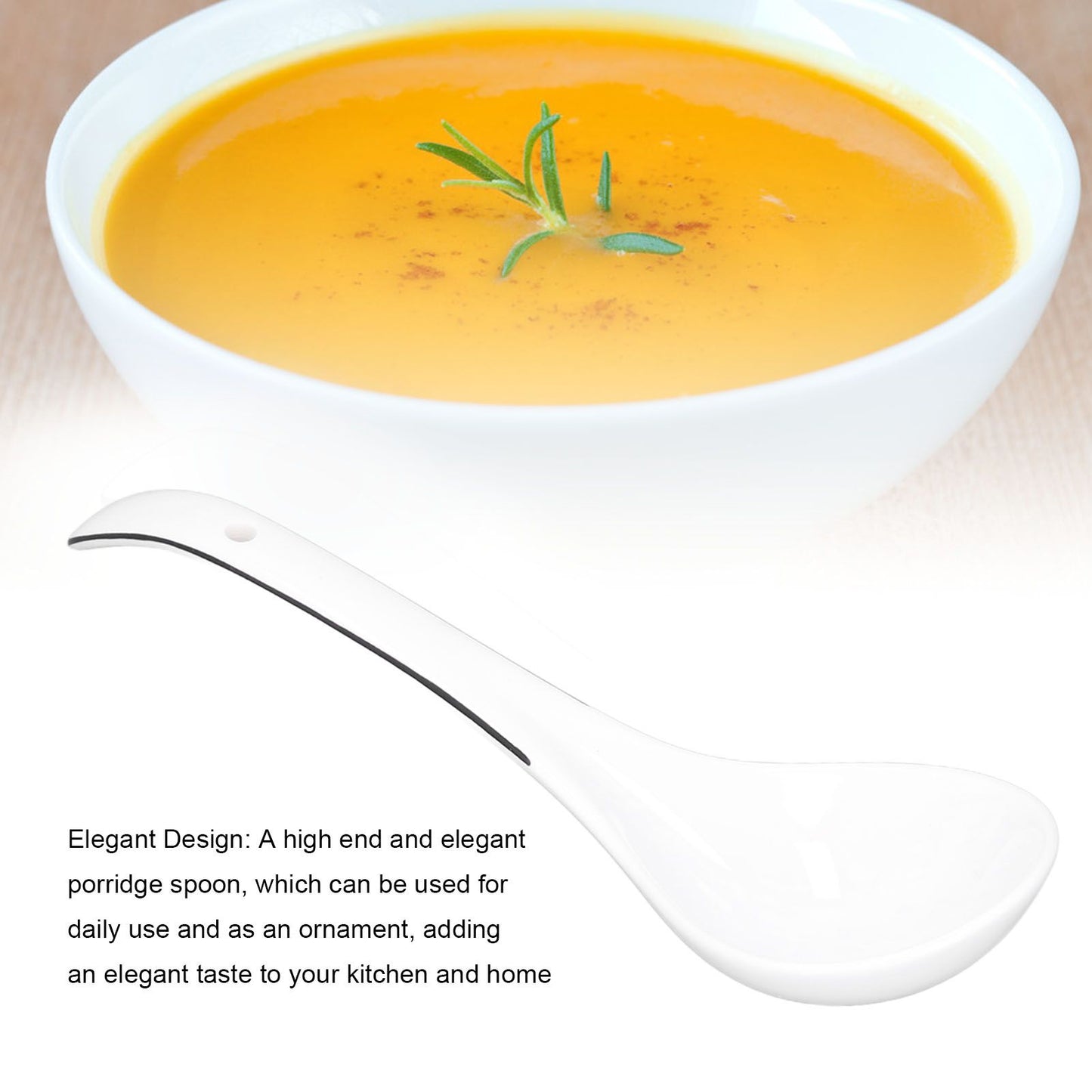 Large Porcelain Spoon White Multipurpose Long Handle Ceramic Porridge Spoon for Home Restaurant V1294-YM0523-3118210318411