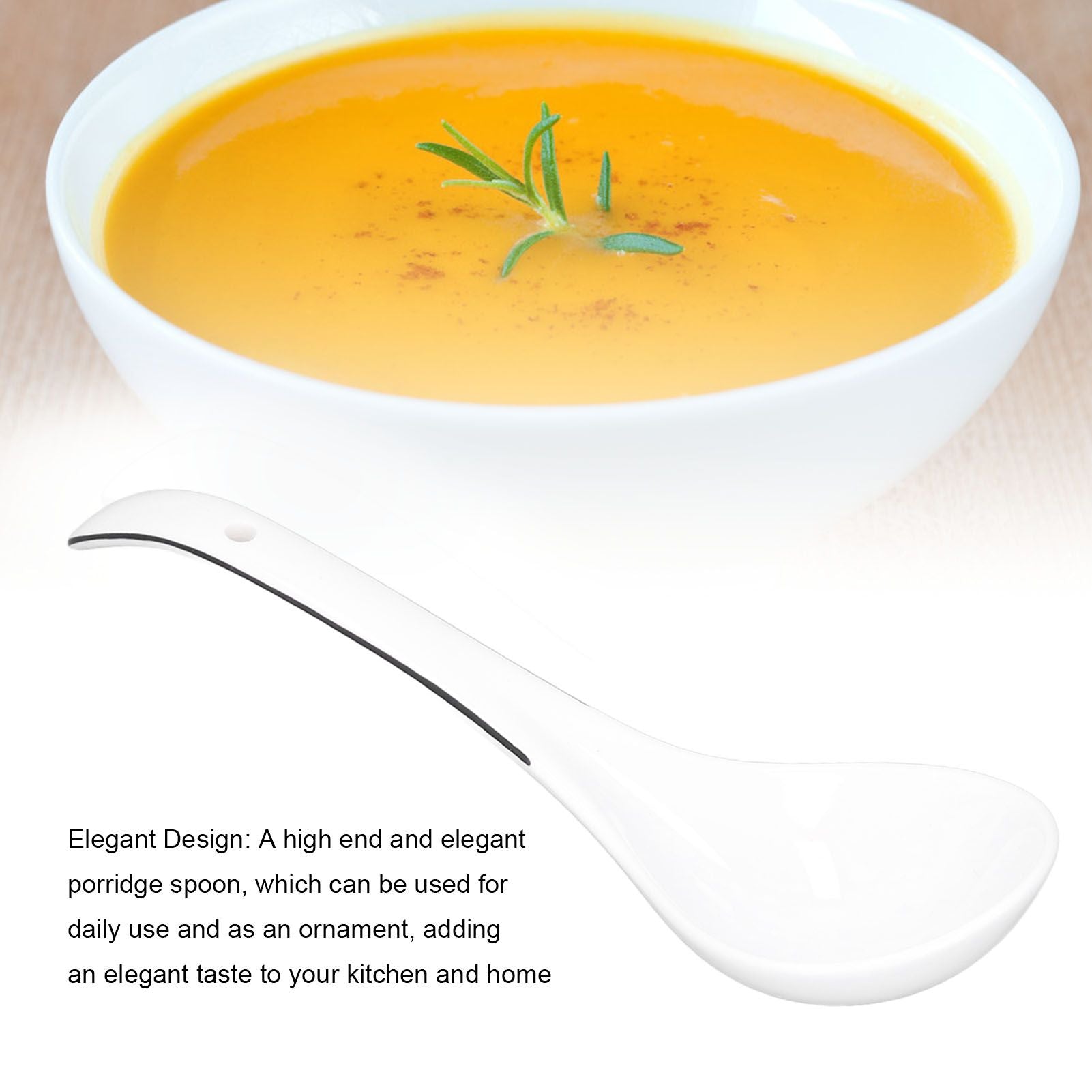 Large Porcelain Spoon White Multipurpose Long Handle Ceramic Porridge Spoon for Home Restaurant V1294-YM0523-3118210318411