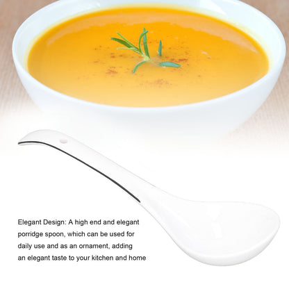 Large Porcelain Spoon White Multipurpose Long Handle Ceramic Porridge Spoon for Home Restaurant V1294-YM0523-3118210318411