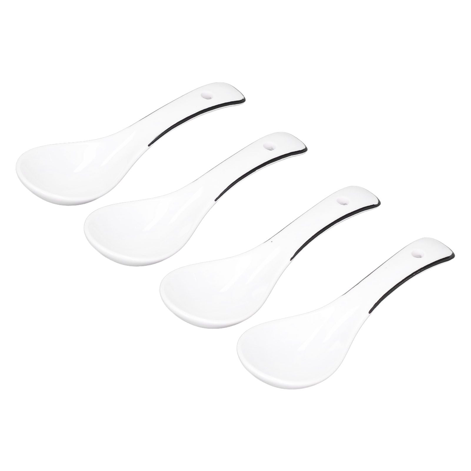 4PCS White Ceramic Spoon Coffee Scoop Dessert Ice Cream Scoop Tableware Spoon for Kitchen V1294-YM0523-3118210318711