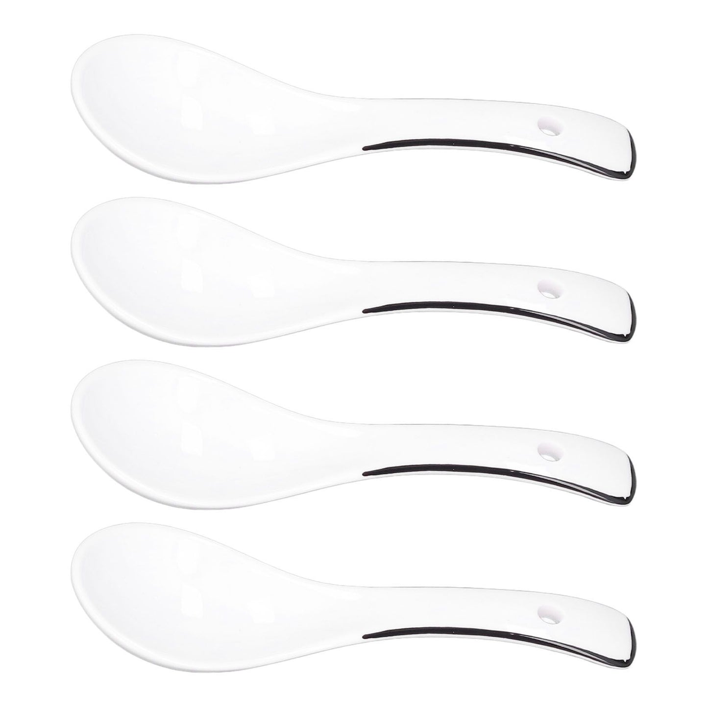 4PCS White Ceramic Spoon Coffee Scoop Dessert Ice Cream Scoop Tableware Spoon for Kitchen V1294-YM0523-3118210318711