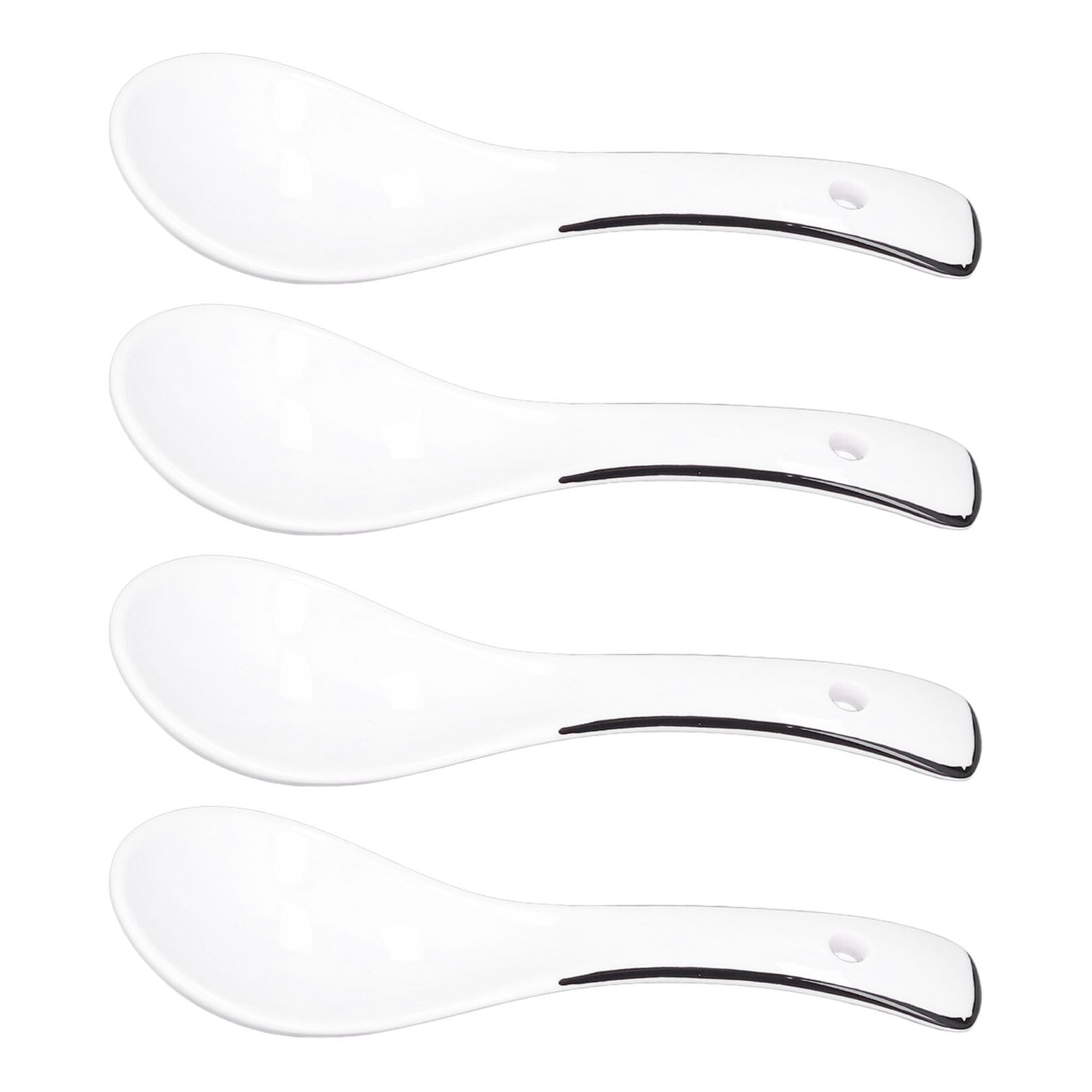 4PCS White Ceramic Spoon Coffee Scoop Dessert Ice Cream Scoop Tableware Spoon for Kitchen V1294-YM0523-3118210318711
