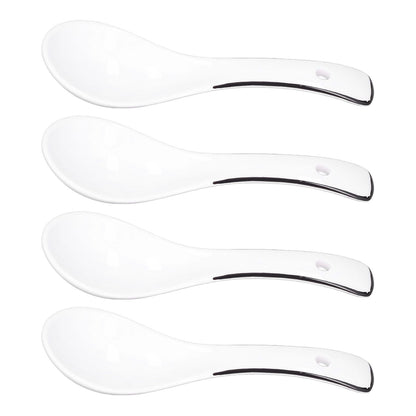 4PCS White Ceramic Spoon Coffee Scoop Dessert Ice Cream Scoop Tableware Spoon for Kitchen V1294-YM0523-3118210318711