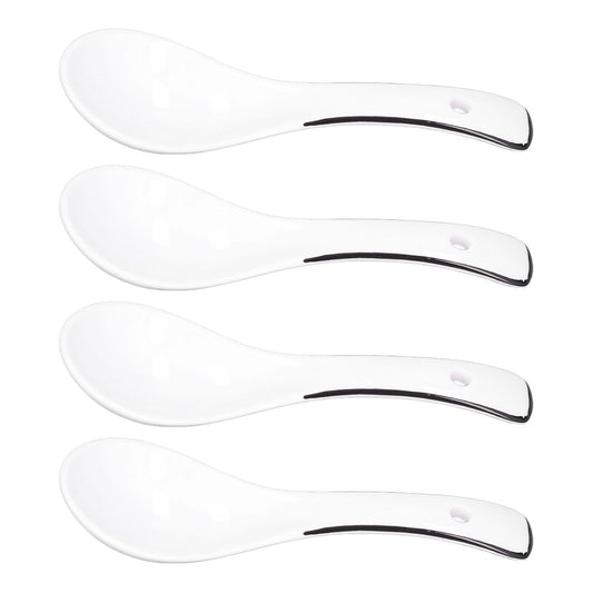 4PCS White Ceramic Spoon Coffee Scoop Dessert Ice Cream Scoop Tableware Spoon for Kitchen V1294-YM0523-3118210318711