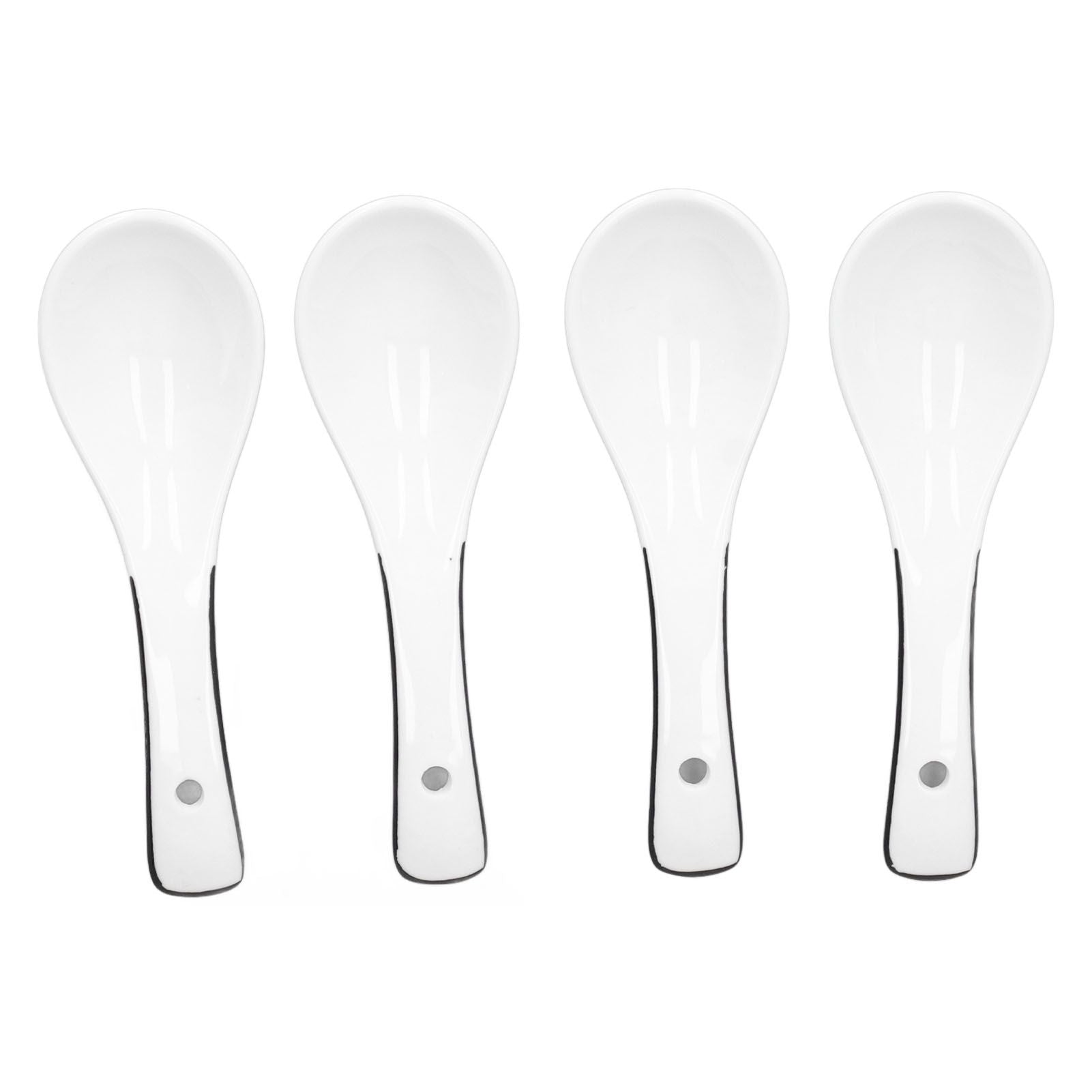 4PCS White Ceramic Spoon Coffee Scoop Dessert Ice Cream Scoop Tableware Spoon for Kitchen V1294-YM0523-3118210318711