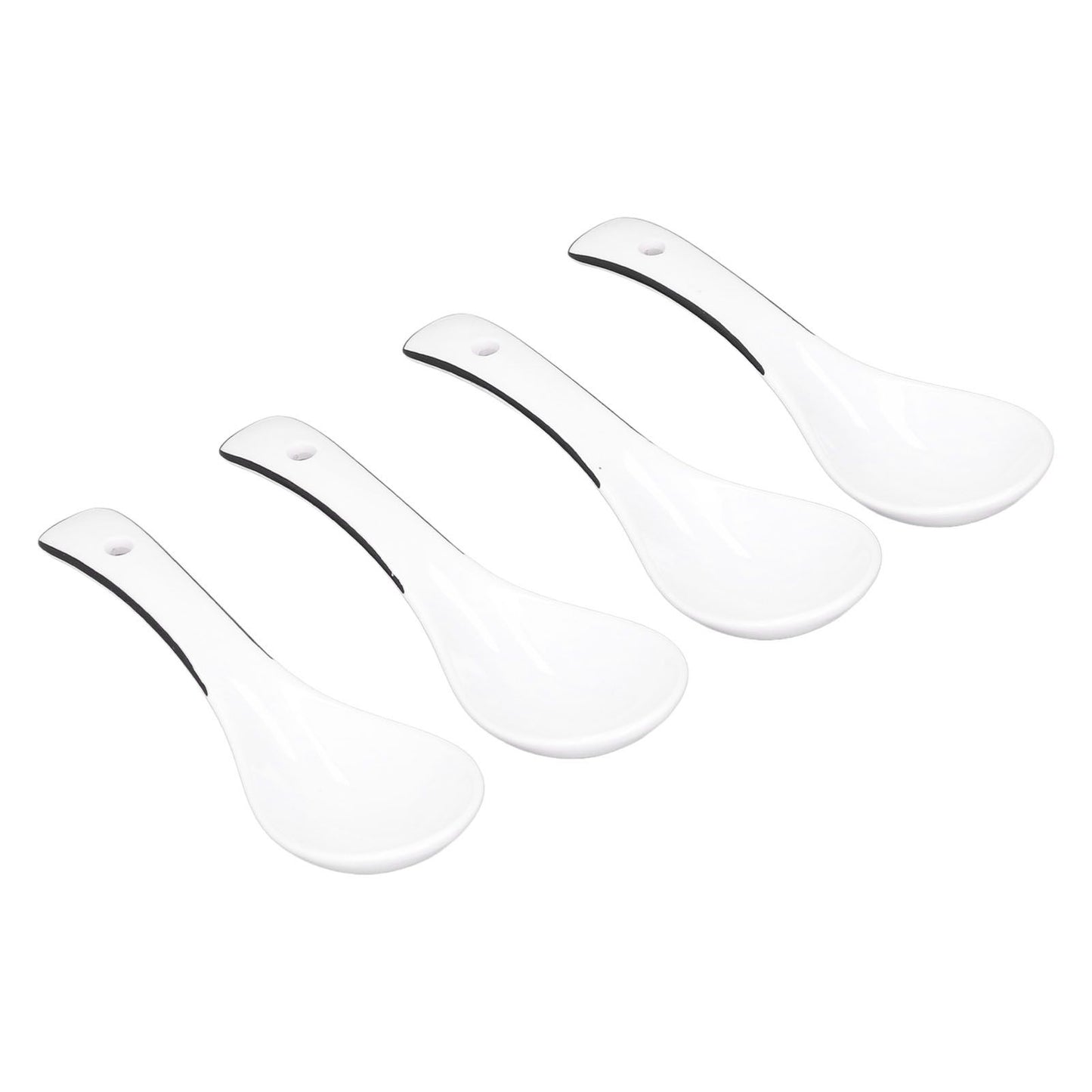 4PCS White Ceramic Spoon Coffee Scoop Dessert Ice Cream Scoop Tableware Spoon for Kitchen V1294-YM0523-3118210318711