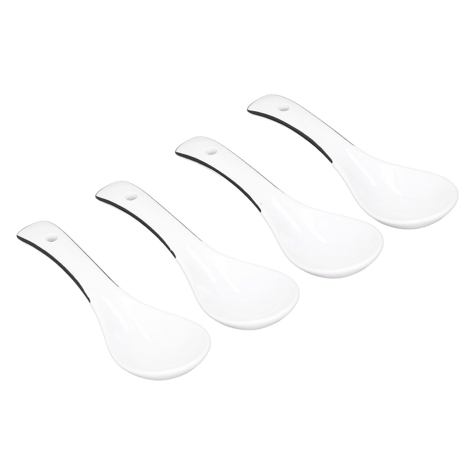 4PCS White Ceramic Spoon Coffee Scoop Dessert Ice Cream Scoop Tableware Spoon for Kitchen V1294-YM0523-3118210318711
