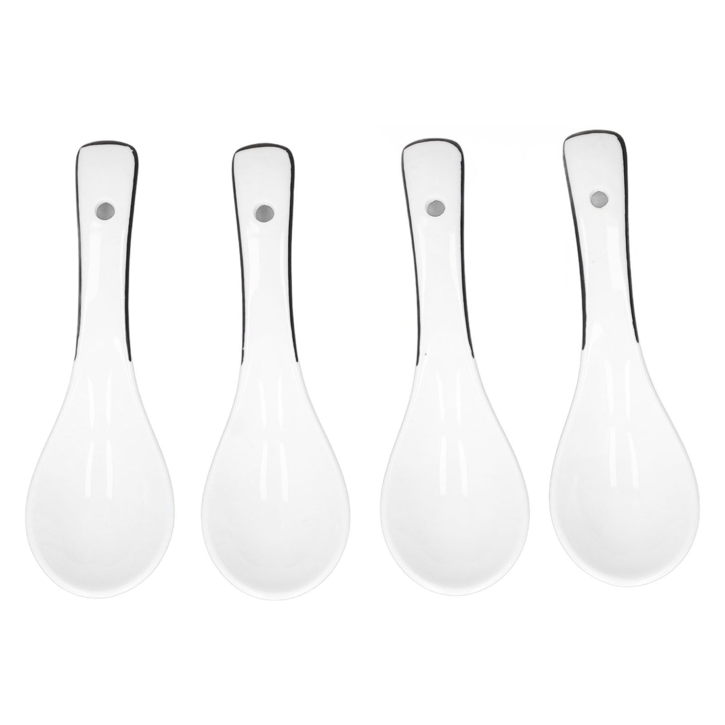 4PCS White Ceramic Spoon Coffee Scoop Dessert Ice Cream Scoop Tableware Spoon for Kitchen V1294-YM0523-3118210318711