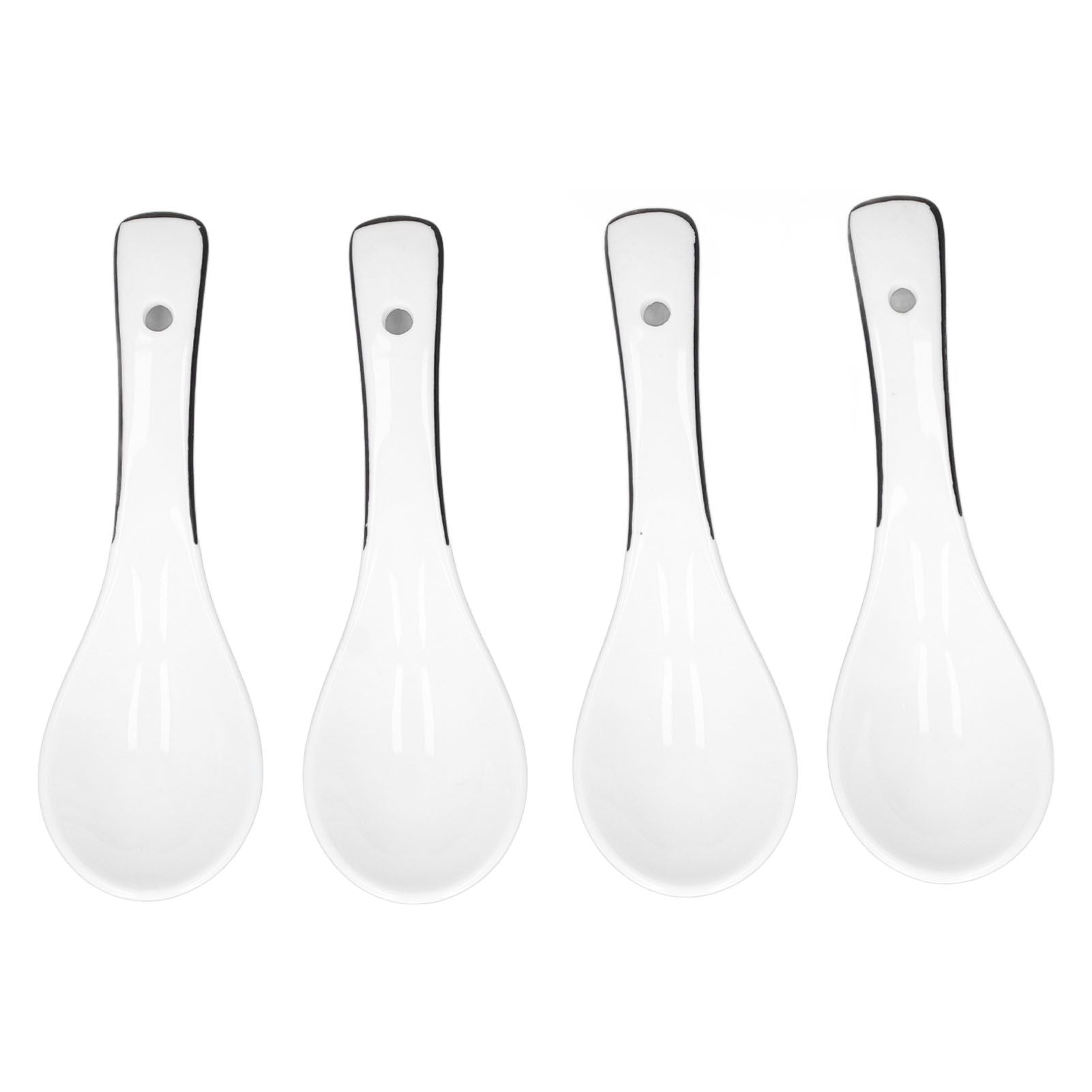 4PCS White Ceramic Spoon Coffee Scoop Dessert Ice Cream Scoop Tableware Spoon for Kitchen V1294-YM0523-3118210318711