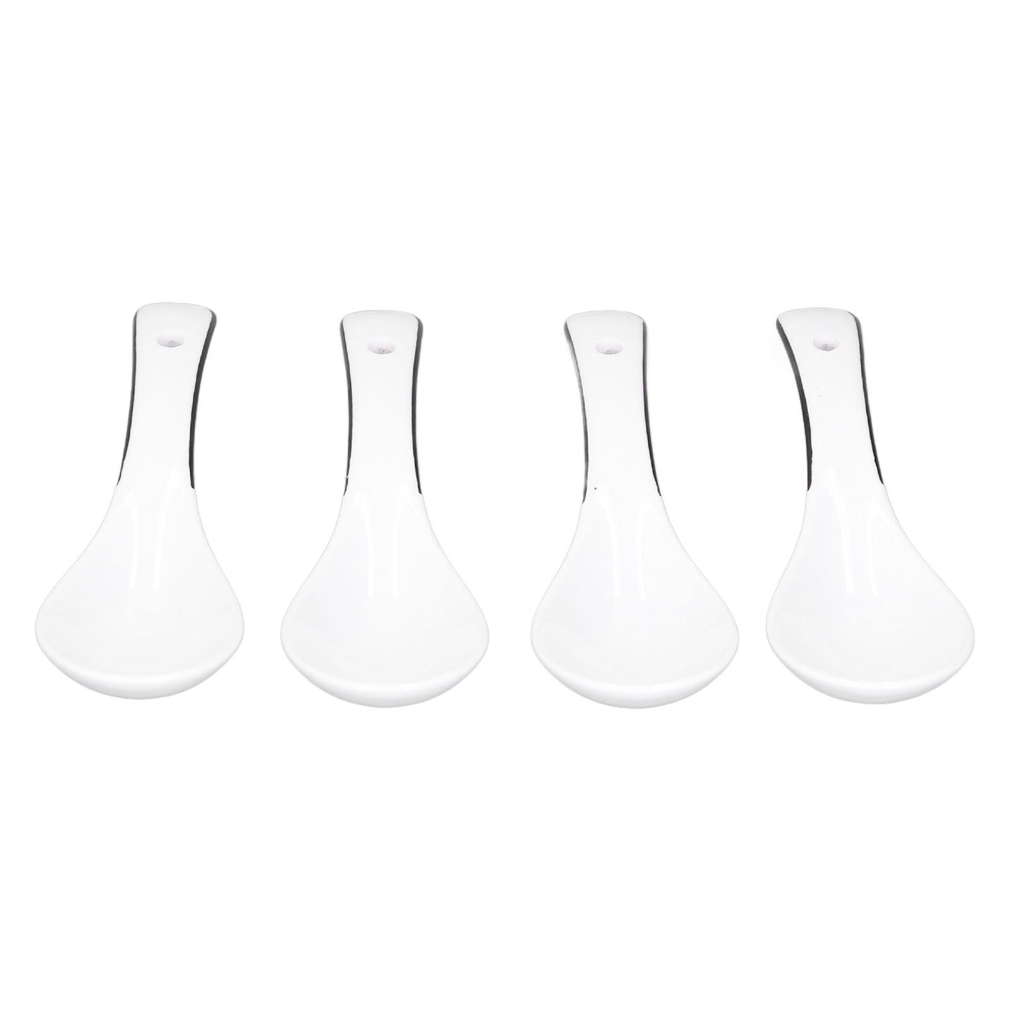 4PCS White Ceramic Spoon Coffee Scoop Dessert Ice Cream Scoop Tableware Spoon for Kitchen V1294-YM0523-3118210318711