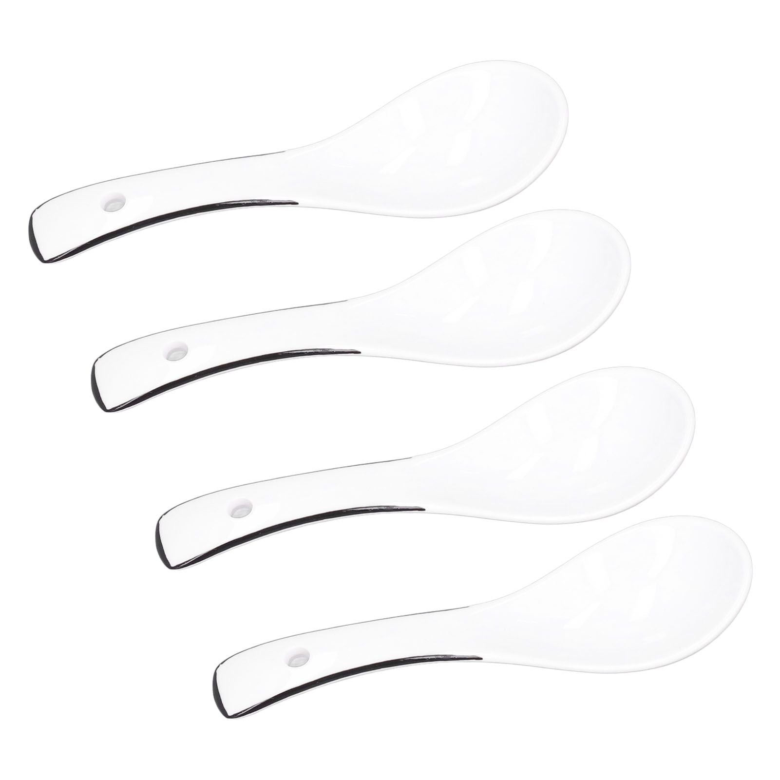 4PCS White Ceramic Spoon Coffee Scoop Dessert Ice Cream Scoop Tableware Spoon for Kitchen V1294-YM0523-3118210318711