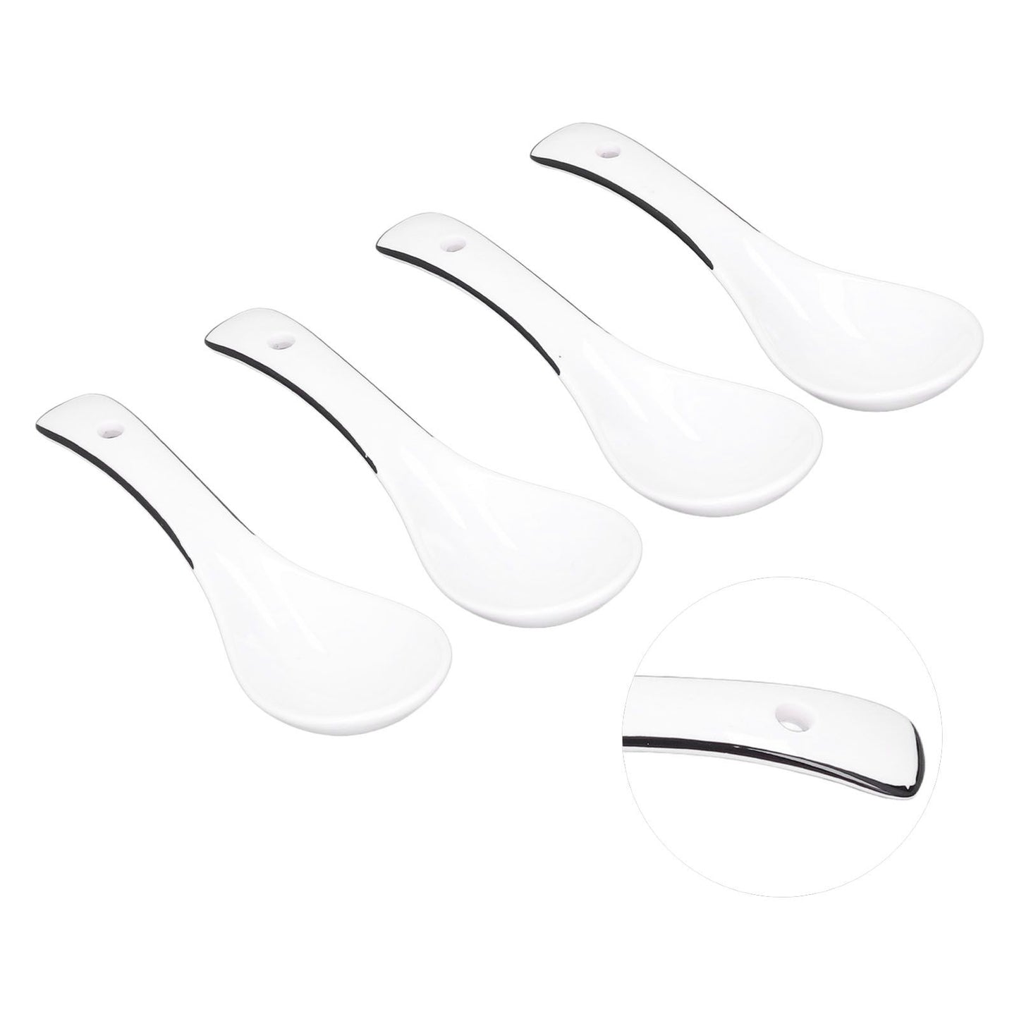 4PCS White Ceramic Spoon Coffee Scoop Dessert Ice Cream Scoop Tableware Spoon for Kitchen V1294-YM0523-3118210318711