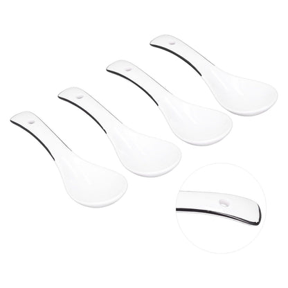 4PCS White Ceramic Spoon Coffee Scoop Dessert Ice Cream Scoop Tableware Spoon for Kitchen V1294-YM0523-3118210318711