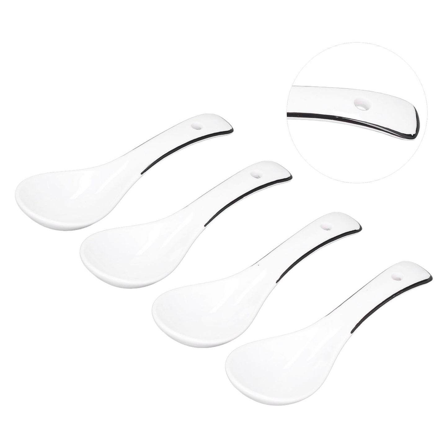 4PCS White Ceramic Spoon Coffee Scoop Dessert Ice Cream Scoop Tableware Spoon for Kitchen V1294-YM0523-3118210318711