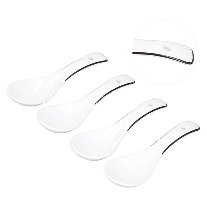 4PCS White Ceramic Spoon Coffee Scoop Dessert Ice Cream Scoop Tableware Spoon for Kitchen V1294-YM0523-3118210318711