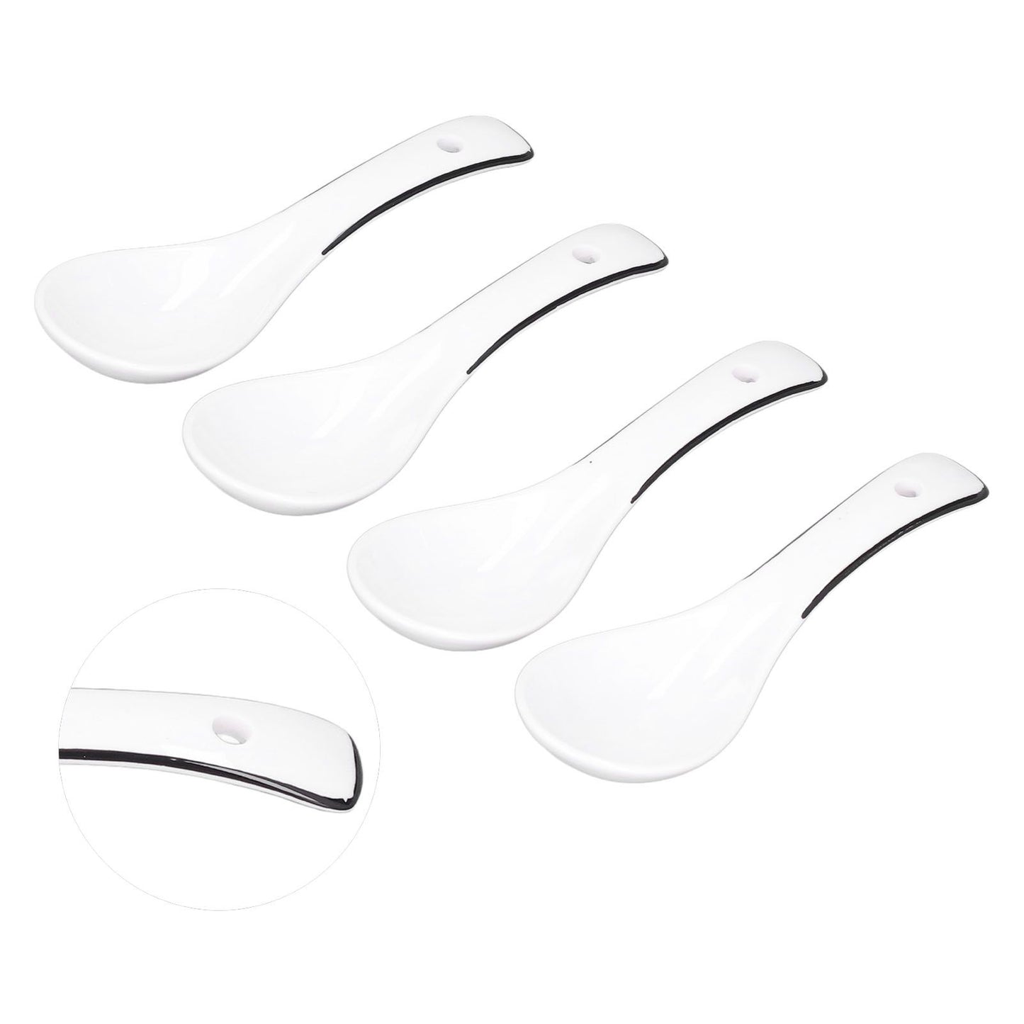 4PCS White Ceramic Spoon Coffee Scoop Dessert Ice Cream Scoop Tableware Spoon for Kitchen V1294-YM0523-3118210318711