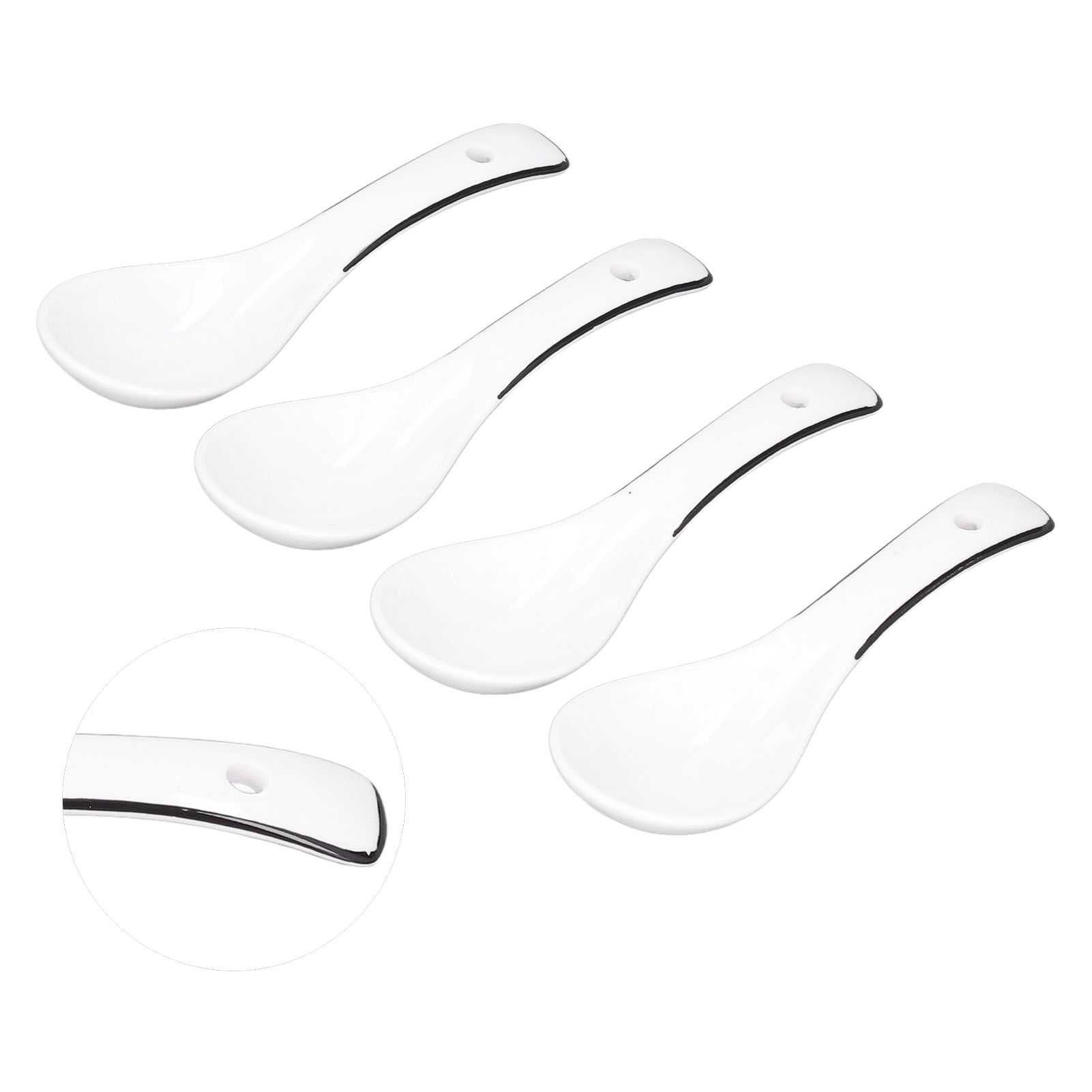 4PCS White Ceramic Spoon Coffee Scoop Dessert Ice Cream Scoop Tableware Spoon for Kitchen V1294-YM0523-3118210318711