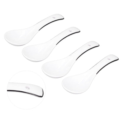 4PCS White Ceramic Spoon Coffee Scoop Dessert Ice Cream Scoop Tableware Spoon for Kitchen V1294-YM0523-3118210318711