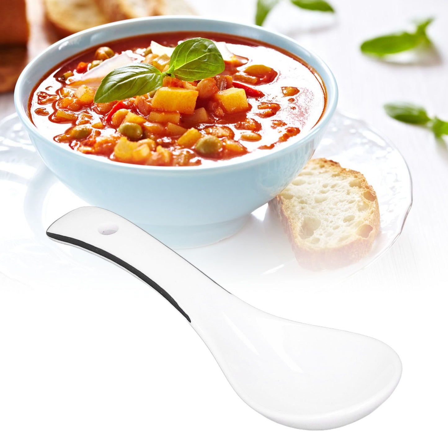 4PCS White Ceramic Spoon Coffee Scoop Dessert Ice Cream Scoop Tableware Spoon for Kitchen V1294-YM0523-3118210318711