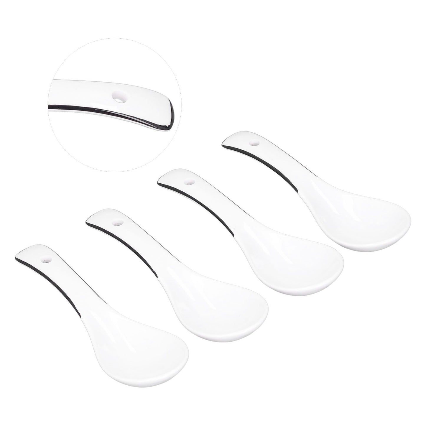 4PCS White Ceramic Spoon Coffee Scoop Dessert Ice Cream Scoop Tableware Spoon for Kitchen V1294-YM0523-3118210318711
