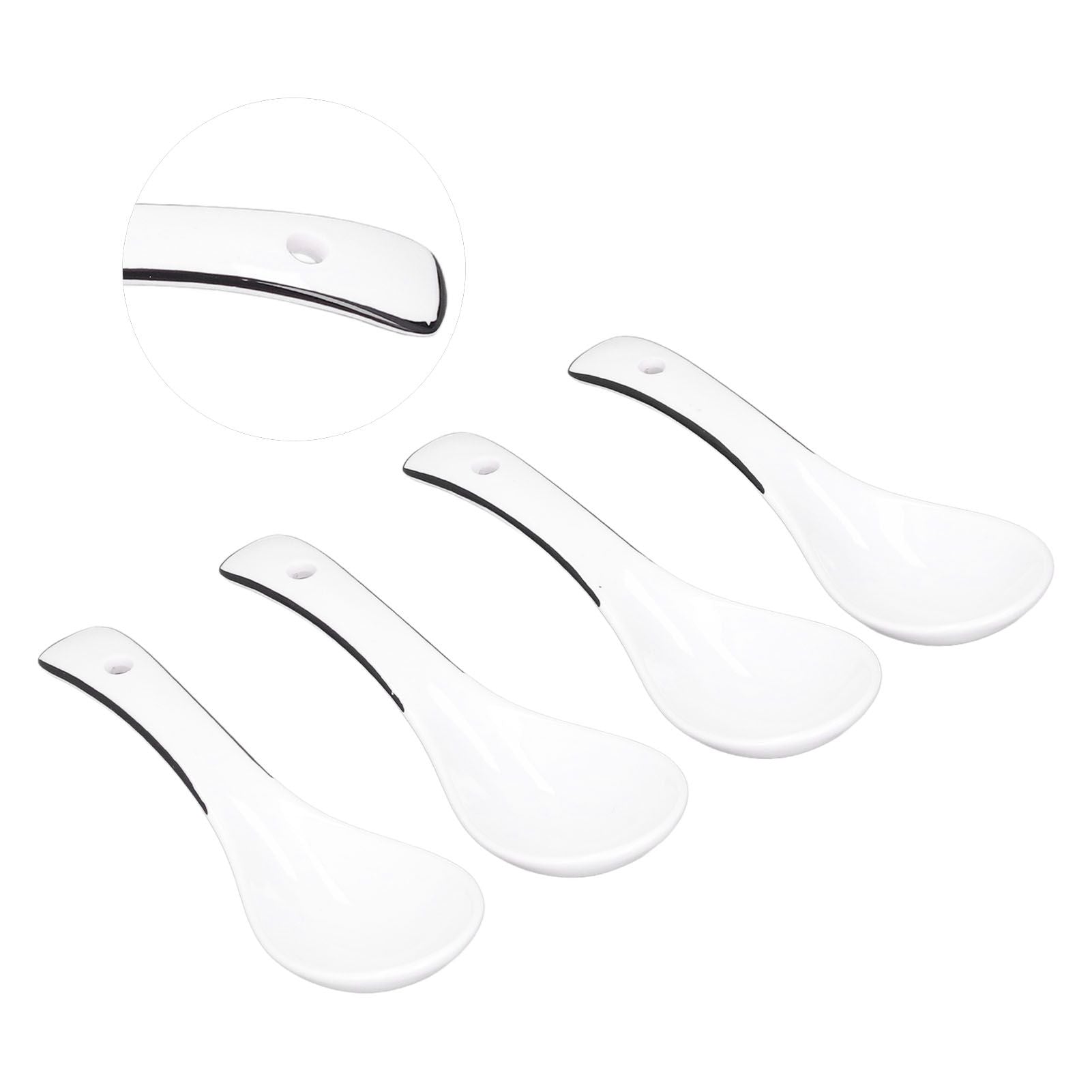 4PCS White Ceramic Spoon Coffee Scoop Dessert Ice Cream Scoop Tableware Spoon for Kitchen V1294-YM0523-3118210318711