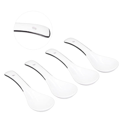 4PCS White Ceramic Spoon Coffee Scoop Dessert Ice Cream Scoop Tableware Spoon for Kitchen V1294-YM0523-3118210318711