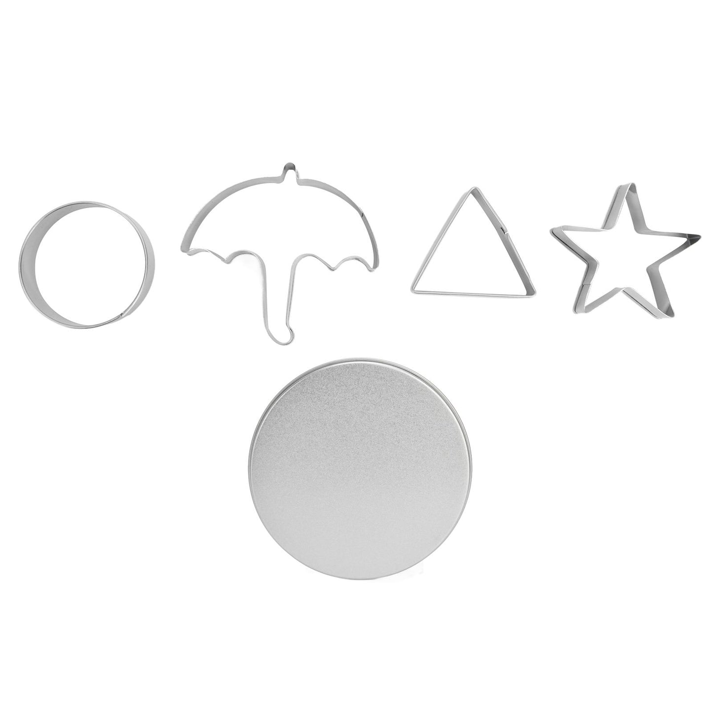 5Pcs/Set Sugar Candy Pie Mold Cutter Stainless Steel Cookies Chocolate Mold for Games Entertainment Silver V1294-YM0523-3118210318911
