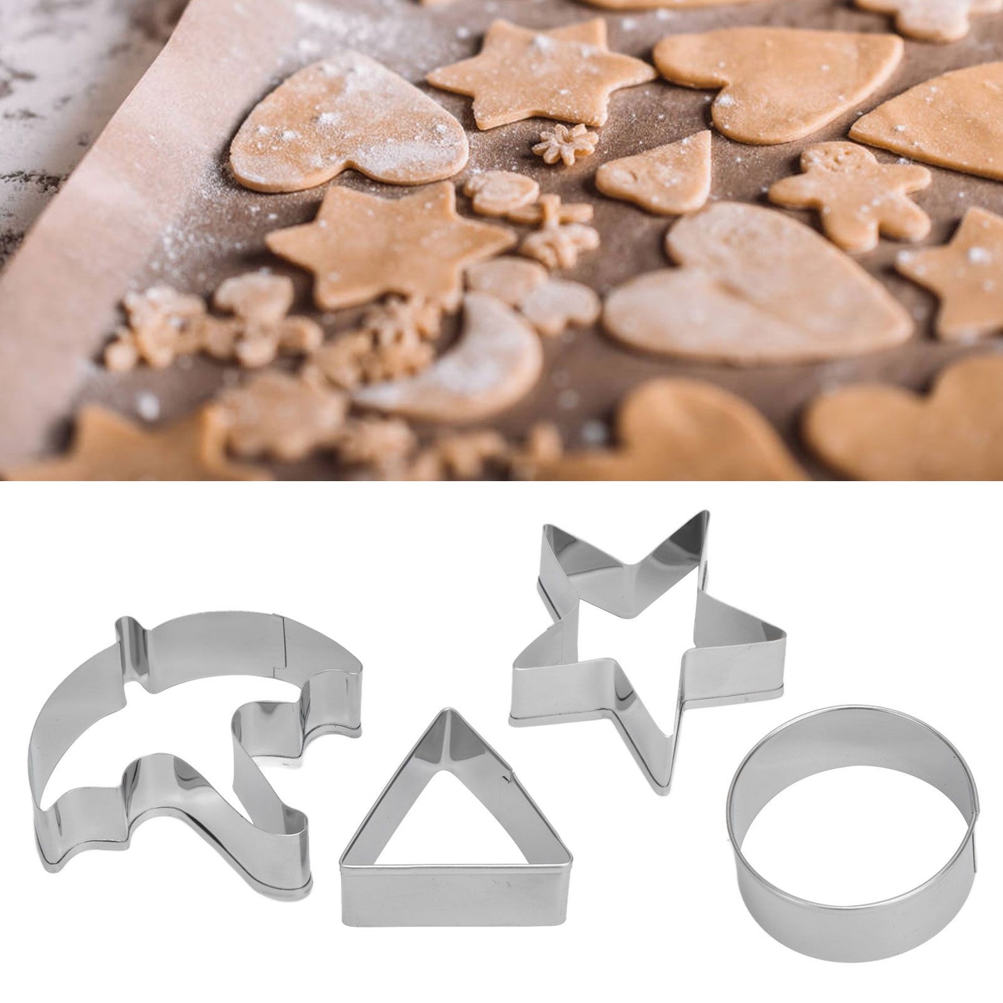5Pcs/Set Sugar Candy Pie Mold Cutter Stainless Steel Cookies Chocolate Mold for Games Entertainment Silver V1294-YM0523-3118210318911