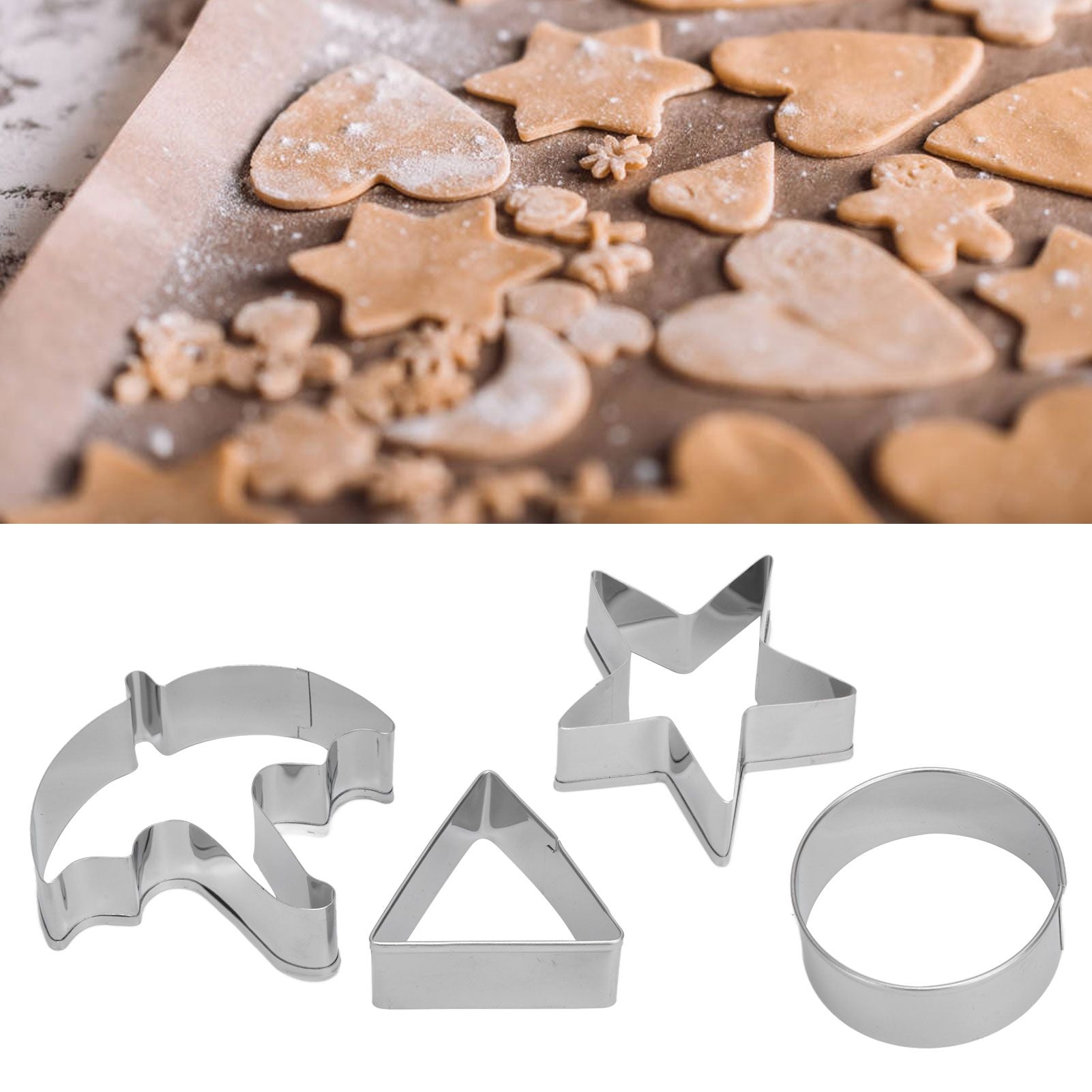 5Pcs/Set Sugar Candy Pie Mold Cutter Stainless Steel Cookies Chocolate Mold for Games Entertainment Silver V1294-YM0523-3118210318911