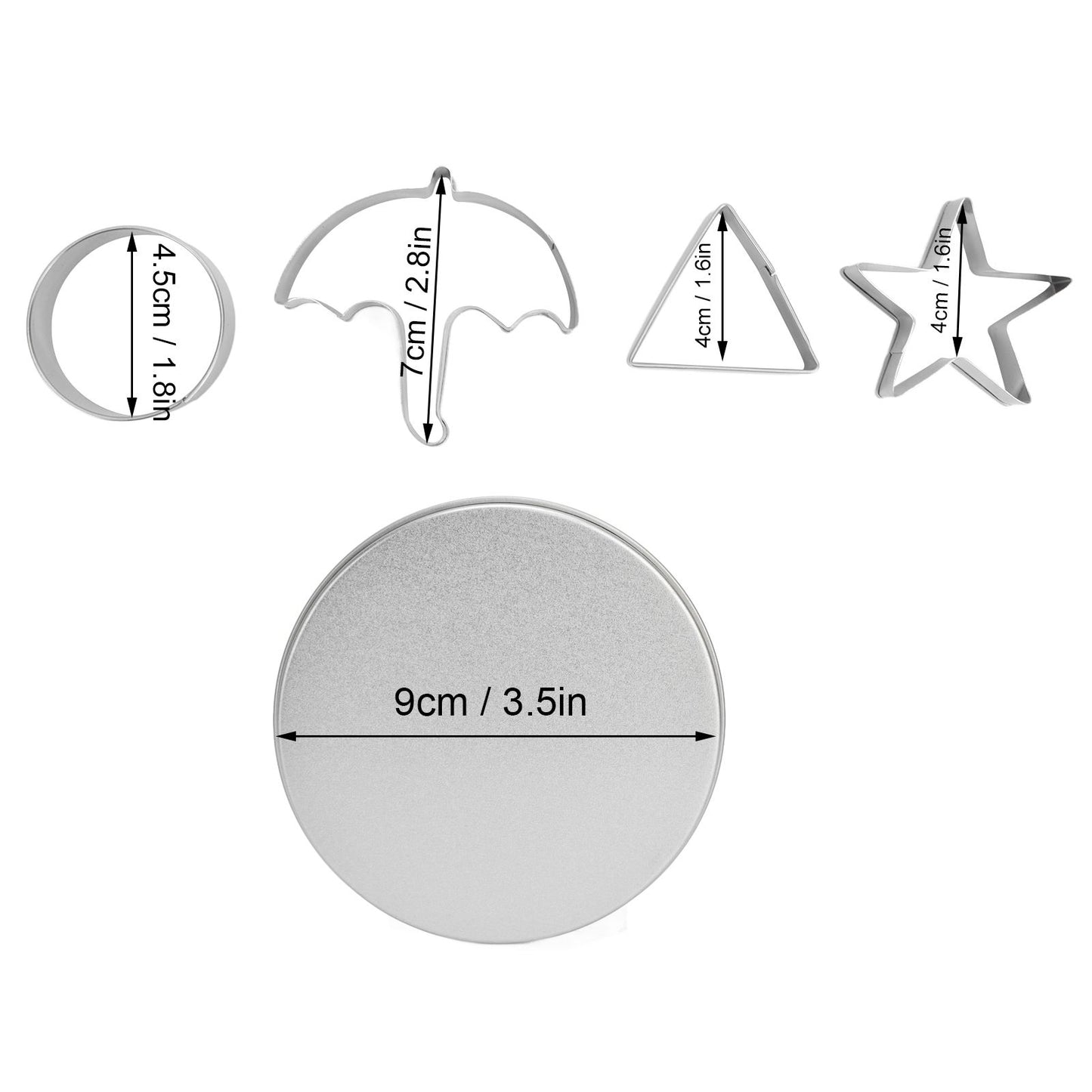 5Pcs/Set Sugar Candy Pie Mold Cutter Stainless Steel Cookies Chocolate Mold for Games Entertainment Silver V1294-YM0523-3118210318911