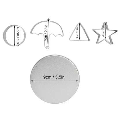 5Pcs/Set Sugar Candy Pie Mold Cutter Stainless Steel Cookies Chocolate Mold for Games Entertainment Silver V1294-YM0523-3118210318911