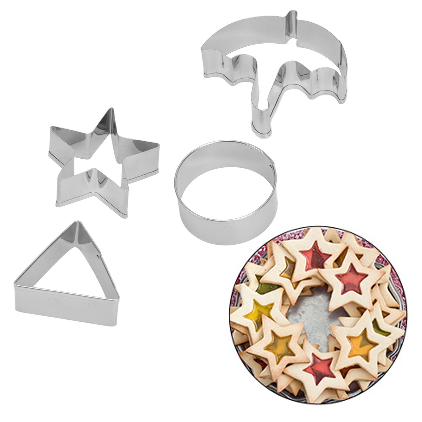 5Pcs/Set Sugar Candy Pie Mold Cutter Stainless Steel Cookies Chocolate Mold for Games Entertainment Silver V1294-YM0523-3118210318911