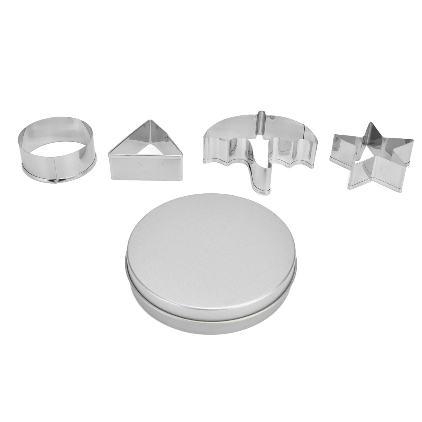 5Pcs/Set Sugar Candy Pie Mold Cutter Stainless Steel Cookies Chocolate Mold for Games Entertainment Silver V1294-YM0523-3118210318911