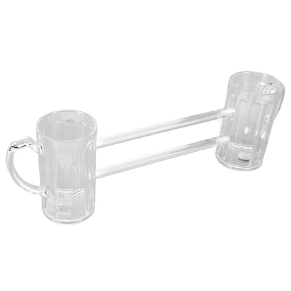 Beer Mug Siamese Anti Drop Exquisite Ergonomics Handle Glass Beer Stein with Connection Tubes for KTV Bar V1294-YM0523-3118210319111