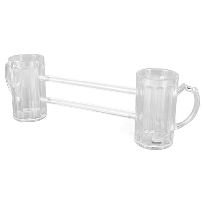 Beer Mug Siamese Anti Drop Exquisite Ergonomics Handle Glass Beer Stein with Connection Tubes for KTV Bar V1294-YM0523-3118210319111