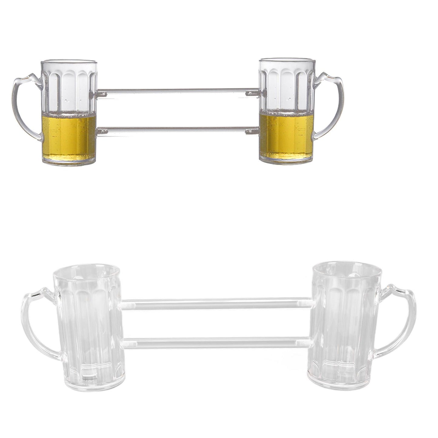 Beer Mug Siamese Anti Drop Exquisite Ergonomics Handle Glass Beer Stein with Connection Tubes for KTV Bar V1294-YM0523-3118210319111