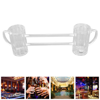 Beer Mug Siamese Anti Drop Exquisite Ergonomics Handle Glass Beer Stein with Connection Tubes for KTV Bar V1294-YM0523-3118210319111