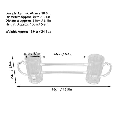 Beer Mug Siamese Anti Drop Exquisite Ergonomics Handle Glass Beer Stein with Connection Tubes for KTV Bar V1294-YM0523-3118210319111