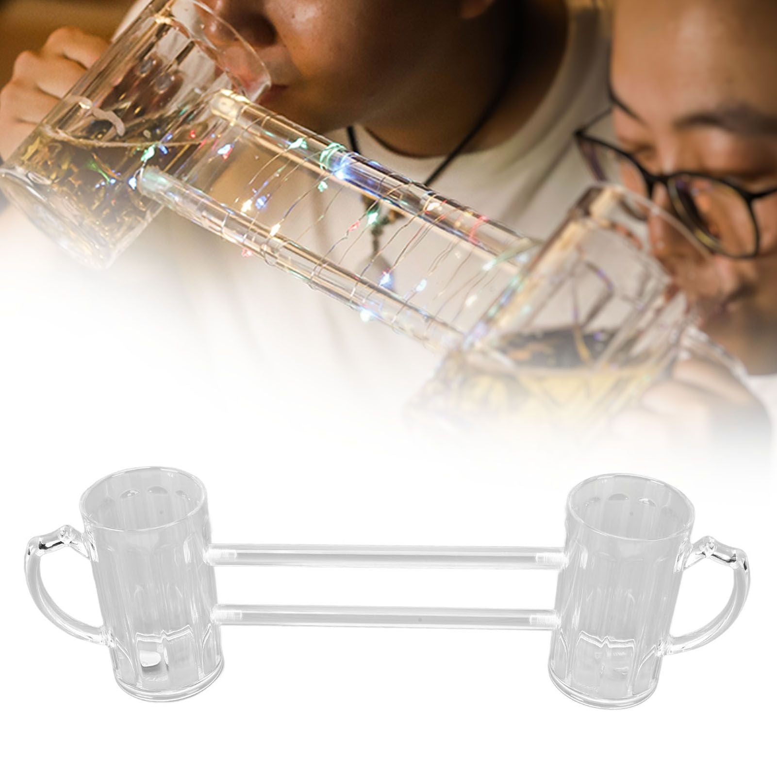 Beer Mug Siamese Anti Drop Exquisite Ergonomics Handle Glass Beer Stein with Connection Tubes for KTV Bar V1294-YM0523-3118210319111