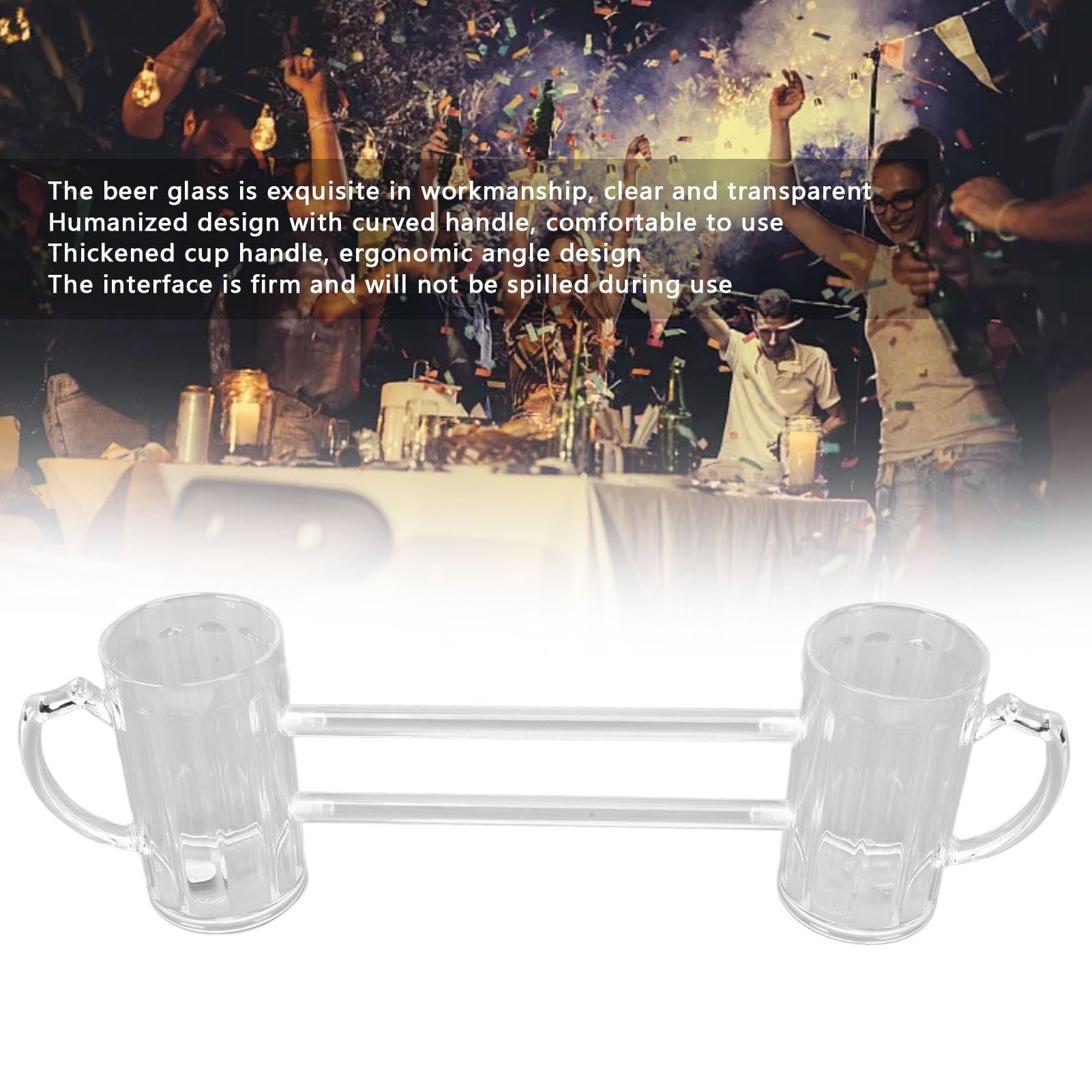 Beer Mug Siamese Anti Drop Exquisite Ergonomics Handle Glass Beer Stein with Connection Tubes for KTV Bar V1294-YM0523-3118210319111