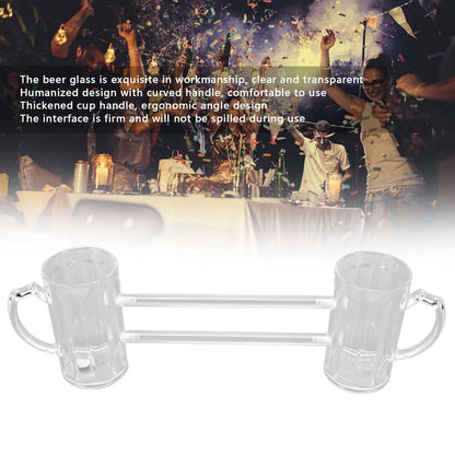 Beer Mug Siamese Anti Drop Exquisite Ergonomics Handle Glass Beer Stein with Connection Tubes for KTV Bar V1294-YM0523-3118210319111
